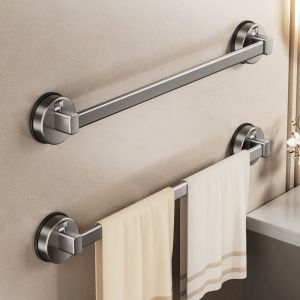 SWIFTTIDE Wall-mounted Towel Rack Suction Cup Punch Free Towel Hanging Holder  Durable Bath Towel Storage Rack Bathroom