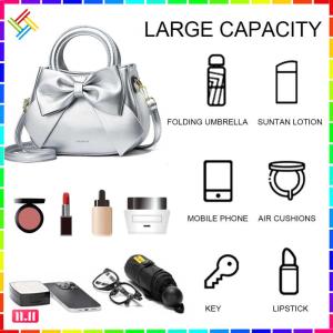 Womens Fashionable PU Cross Body Bag with Bow Accent Perfect for Travel and Everyday Use