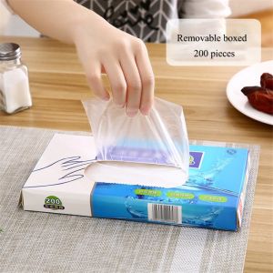 200pcs Disposable PE Gloves with Box High Quality TPE Food Grade Safety Gloves Kitchen Housework Cleaning Gloves