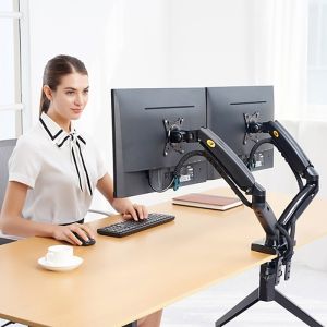 ขาตั้งจอคอมแบบ 2จอ เอ็นบี F160 (รับจอ17- 30 นิ้ว)PC Monitor Arm Adjustable Gas Spring Full Motion Desktop LCD