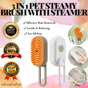 Best Seller 3 IN 1 Steam Brush for Cats and Dogs | Steamer | Silicone | Hair Removal | Electric USB | Pet Grooming Brush
