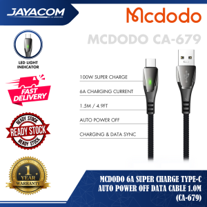 Mcdodo 6A Super Charge Type-C Auto Power Off Data Cable 1.0m (CA-679)