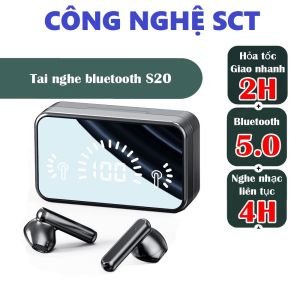 Tai Nghe Bluetooth không Dây S20 V5.3 Âm Thanh Hifi 9D Mặt Tráng Gương Màn Hình LED - Bảo Hành Uy Tín Lỗi 1 đổi 1