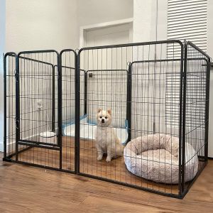 Dog Playpen Indoor & Outdoor FoldableExercise Fence Pen with Door GateDog Kennels for Small/Medium/Puppy DogsRabbits (8 Panels 31 Inch)…
