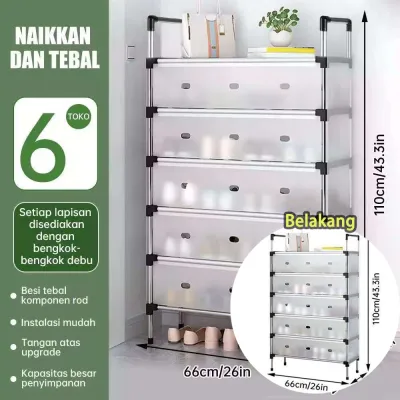 3/4/5/6 lantai Rak Sepatu Plastik Rak Sepatu Tertutup Rak Sepatu /Rak Sepatu Anti Debu Layer