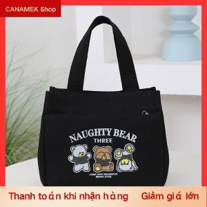 CS Phim hoạt hình dễ thương in mẫu vải linh hoạt Túi xách nhân viên văn phòng ăn trưa Túi Tote Túi