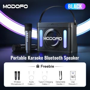 MODOFO Bluetooth Karaoke Speaker with Dual Wireless Microphones | Portable with Hand Strap | Perfect for Home and Outdoor Fun