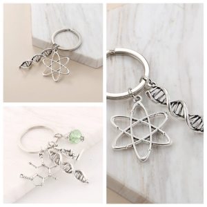 Memories Keychain for Biology Chemistry Teacher DNA Pendant Keyring Science Graduation Gift Neuron Charm Accessory