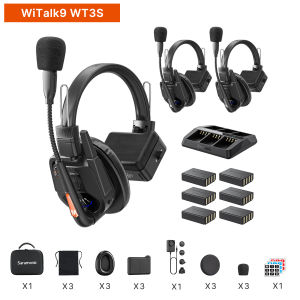 Saramonic WiTalk9 Series 1.9GHz Full-Deplex Wireless Intercom Headset System for Teamwork TV Film Production Drone Shooting Stage Performances Sports Events
