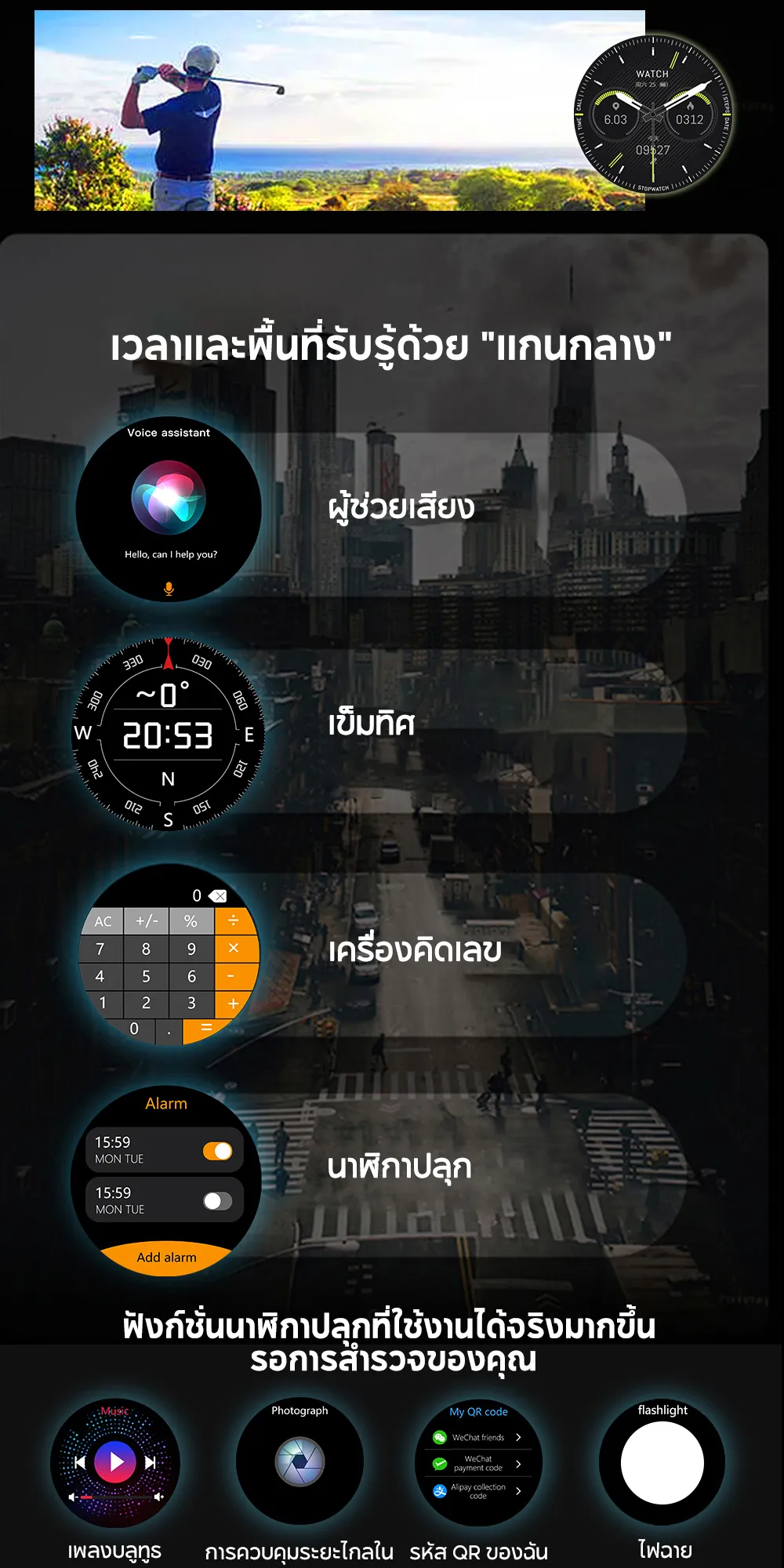 Aolon GT5 Pro 1.6 นิ้ว นาฬิกา สมาร์ทวอทช์ เข็มทิศ smartwatch จอใหญ่ 100+ โหมดกีฬา โทรผ่านบลูทูธ IP67 กันน้ํา นาฬิกาวิ่ง