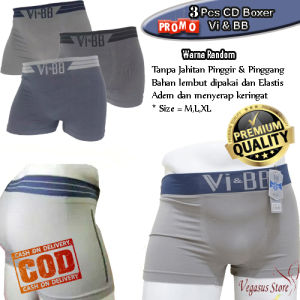 3Pcs Boxer Celana Dalam Pria Premium Vi&BB CD Boxer Tanpa Jahitan Motif Logo-Vegasus Store