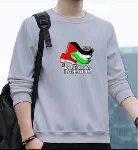 Bisa COD Sweater Keren Kaos Pria Distro Freedom Palestine Crewneck Trendy Sweatshirt Elegan Kekinian