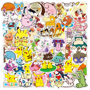 สติ๊กเกอร์ติดสติ๊กเกอร์โปเกมอนลายพิกาจูสำหรับตกแต่งโน้ตบุ๊คโทรศัพท์มือถือ53ชิ้นของเล่นเด็ก