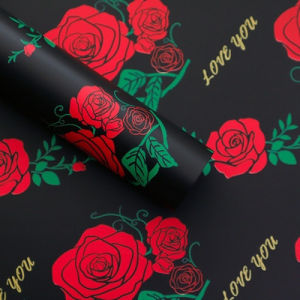 Kertas Buket Bunga Motif Rose Mawar Flower Wrapping Bouquet Pattern Rose Cellophane KB070