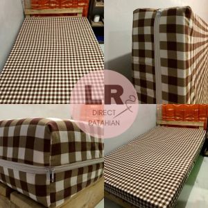 BROWN CHECKERED FOAM COVER 3 SIDES ZIPPER - 100% PURE CANADIAN COTTON