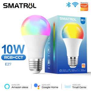 SMATRUL Bluetooth 5.0 mentol lampu kehidupan pintar/Tuya APP Control 9W 10W E27 Smart Dimming RGB + CW + WW LED warna menukar sokongan cahaya kawalan jauh Bluetooth