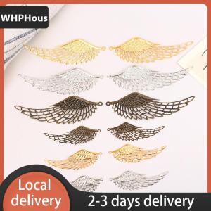 [COD] WHPHous Ship within 24 hours 10Pcs Color Bronze Filigree Wraps Angel Wings Pendant Metal Crafts For DIY Headwear Jewelry Making Accessories
