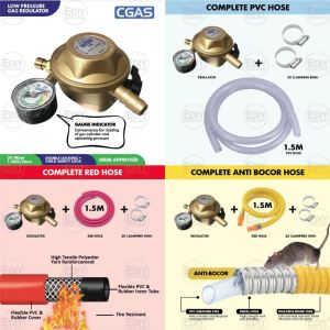 【CUT OFF + DOUBLE LOCK + CHILD SAFETY】 3X SAFETY GAS REGULATOR GUAGE METER LOW PRESSURE KEPALA DAPUR COOKER STOVE milux M-198F IGT COMET