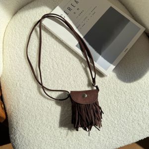 CRNGW Boho Style Suede Coin Purse Vintage Small Mini Shoulder Bag New Lightweight Suede Fringe Purse Storage Bag