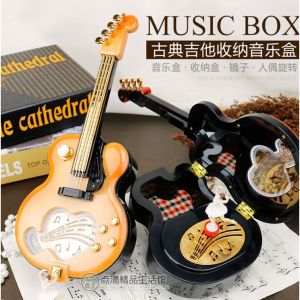 Hàng sẵn Đàn Guitar Retro Kiêm Hộp Nhạc Cô Gái Nhảy Múa Đồ Chơi Âm Nhạc Vũ Công Nhảy Múa Trên Guitar
