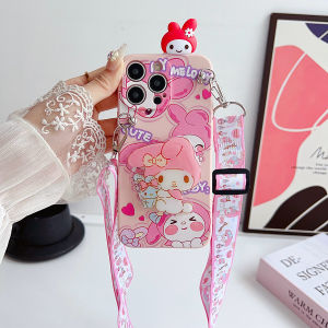 DIMBEPLY For Realme 5 5i 6i 8i 9i C2 C3 C12 C15 C25 C20 C21Y C25Y C30 C30s C33 C35 C55 C53 C67 Note 50 Case Cute Lovely My Melody Parody Kuromi Cartoon 3D Doll Long Strap Bracket TPU Soft Case for OPPO A1K