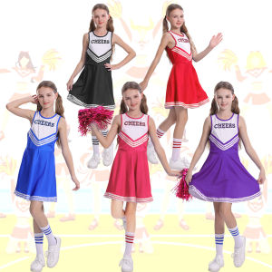 Childrens cheerleading dress CHEERS sleeveless football baby cheerleading cosplay skirt womens holiday gift