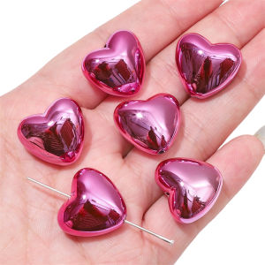 ลูกปัดอะคริลิคเมทัลลิคหัวใจทรงหลวมสำหรับสร้อยคอต่างหูสร้อยข้อมือพวงกุญแจเครื่องประดับทำเครื่องเพชร DIY 4ชิ้น