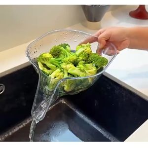 Rổ Nhựa Rửa Rau Củ Qủa Có Phễu Thoát Nước Tiện Lợi Gáo Nhựa Trong Suốt Ráo Nước Chất Liệu Nhựa PET Vuadienmay