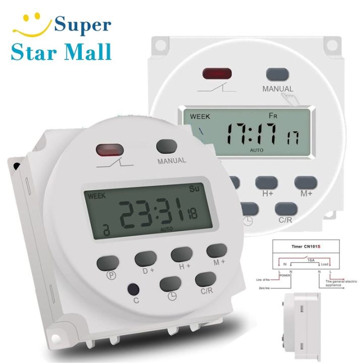 Supermall Dc 12v Lcd Digital Timer Programmable Time Week Date Display ...