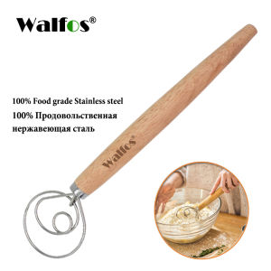 WALFOS Stainless Steel Danish Dough Mixer Cake Bread Pastry Dough Mixer Stick Egg Beater Tool Mixing Tool Oak Handle2026
