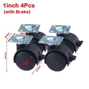 DAWEIF 4Pcs 1/1.5 inch Bánh xe xoay Hoạt động yên tĩnh có phanh Bánh xe di chuyển đồ nội thất Di động Chống mài mòn Bánh xe ghế văn phòng cho Đồ Nội Thất Ghế Văn Phòng Vali Xe đẩy