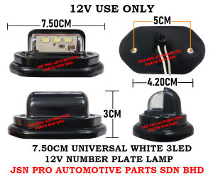 J102S13 12V USE 3 LED REAR TAIL LICENSE NUMBER PLATE BLACK LIGHTS LAMP TRUCK TRAILER WATERPROOF