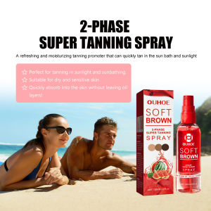 Ouhoe Tanning Spray Face Body Long Lasting Instant Tan Body Bronzer Summer Beach Lotion Body Quick Tanning Spray Absorb Moisturize Hyaluronic Acid Skin Care Spray 100ml