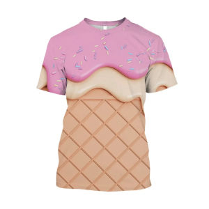 [Local Stock] VCC 3D Print Melting Ice Cream Graphic Boys Kids Street Funny T-shirt Summer Fashion Colorful Crew Neck Male Tees Tops Clothing