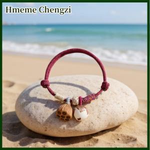 Hmeme Vintage Bodhi Wood Lotus Flower Charm Woven Braided Bracelets For Women Men Handmade Rope Chain Bangles