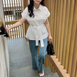NANDO ATASAN KEMEJA WANITA LENGAN PENDEK KOREAN STYLE SIMPLE CANTIK KATUN SUPER BAGUS FREE BELT