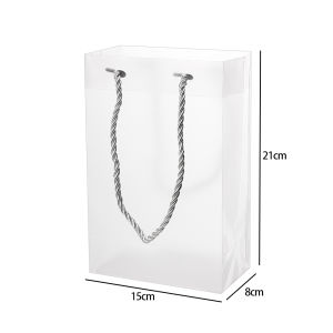 10Pcs Frosted PVC Tote Bag Handbag Transparent Thick Plastic Bag Gift Souvenir Bag Travel Storage Bags Gift Packaging Bag