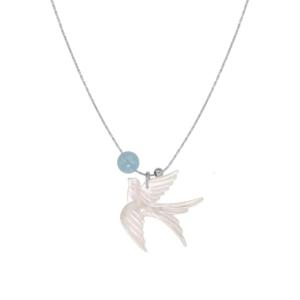 Bead Accent Swallow Bird Necklace New Asian Aesthetic Neck Chain Lightweight Alloy Resin Versatile Fashion Accessory