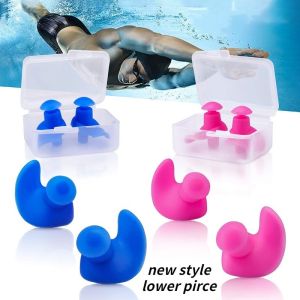 1Pair Silicone Swimming EarPlugs Waterproof Reusable EarPlugs for Surfing Snorkeling Diving Swimming
