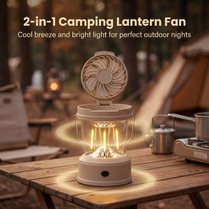 2in1 Camping Light Fan Outdoor Tent Light with Foldable Fan Portable Rechargeable Handheld Light