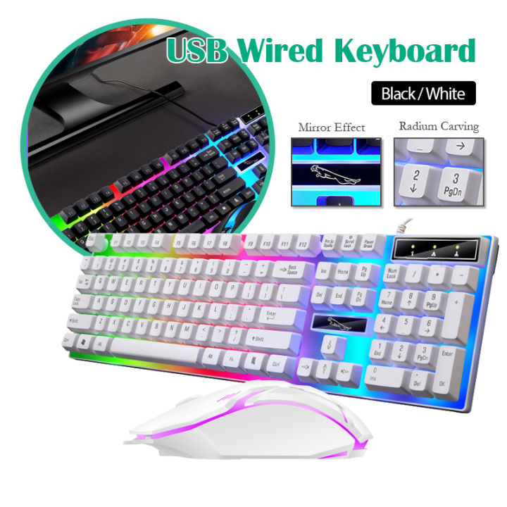 Mechanical keyboard and mouse set colorful g21b led backlight wired