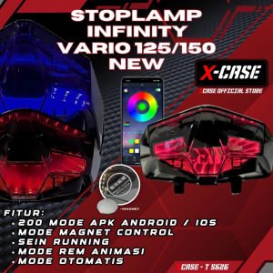 X-Case Stoplamp Vario 125/150 New Diamond Infinity 3d Aplikasi Plus Magnet 3 In 1 Running