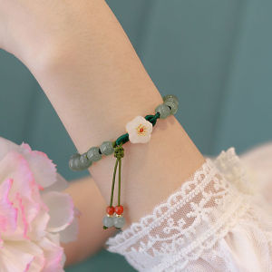 Hmeme Đào Hoa Ngọc Bích Vòng Đeo Tay Cho Phụ Nữ Cô Gái Trung Quốc Thời Trang Cổ Đại Mã não Màu Đỏ Hạt Vòng Đeo Tay Quyến Rũ Dệt Tay Dây Đồ Trang Sức Quà Tặng