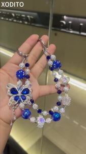 Butterfly Jeweled Phone Charms Strap Luxurious Phone Wrist Strap Vintage Cellphone Chain
