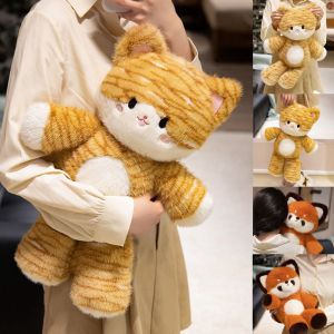 DOWNA Mềm mại Gối ôm thú nhồi bông hình mèo Dễ thương Họa tiết gấu trúc Thú nhồi bông Quà tặng sáng tạo Hỗ trợ về cảm xúc Đồ chơi nhồi bông