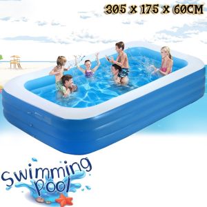 Kids Inflatable Swimming Pool 3-Layer Thickened Design | with Rapid Air Pump for Quick Inflation | Family Portable Outdoor Pool for Children Toddlers