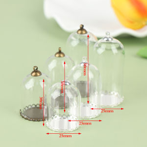 QUANSEN Dollhouse Glass Display Jar with Base Beads Cap Glass Vials Pendant Glass Bottle