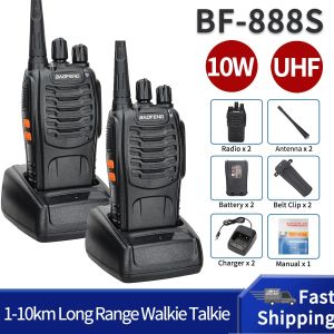 [FREE 2pcs-Headsets] 2PCS Baofeng BF-888S Walkie Talkie + USB Programming Cable bf 888s 5W Two-way radio Portable CB Radio UHF 400-470MHz 16CH Professional Handy Radio