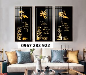 Gạch tranh trang trí thư pháp đẹp