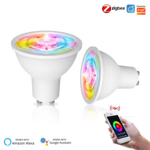 Tuya ZigBee GU10 WIFI Smart LED Bulbs RGB C+W White Dimmable Lamps Smart Life APP Control Light Bulbs Voice Alexa/Google